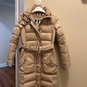 Burberry Tan Belted Puffer Jacket